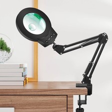 NOEVSBIG 10X-5X Magnifying Glass Light Lamp Clamp 50 Illumination Options