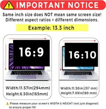 Laptop Privacy Screen 12 Inch 16:10, Anti-Spy Filter with Anti-Glare Protection