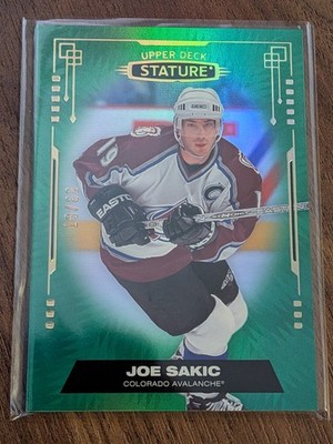 Joe Sakic 2021-22 UD Stature #37 Green Photo Variant /66 Avalanche SP