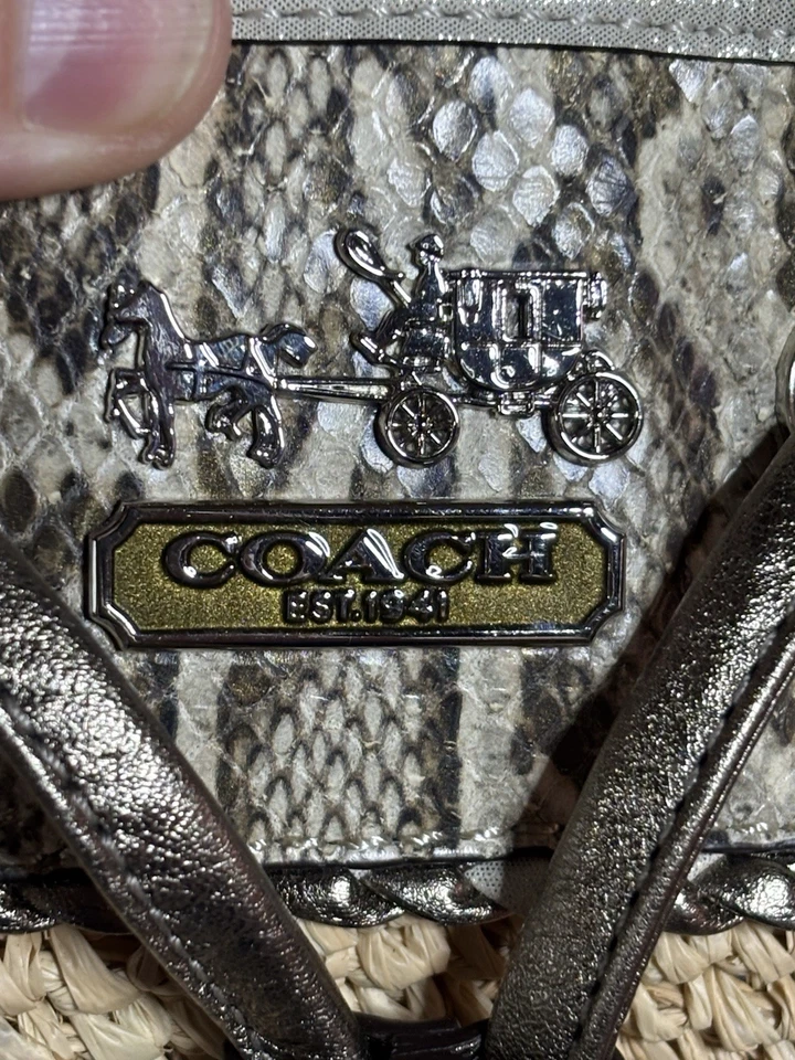 Coach Oversized Straw Python Tote bag Rare And Gorgeous Boho Beach Animal Print - Image 3 of 4