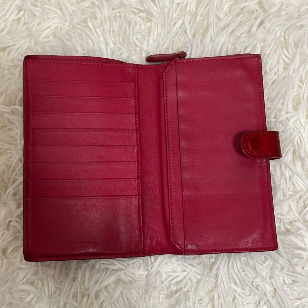 Bottega Veneta Intrecciato Leather Bifold Wallet Red Unisex Excellent Condition thumbnail 13