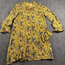 Madewell x Karen Walker Dress Women's Sz 0 Yellow Silk Floral Loretta