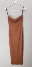 Forever 21 Dress Women Medium Brown Cowl Neck Maxi Slip Strappy Bodycon Sexy