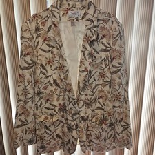 TALBOTS PETITES Women's Blazer 100 Silk Ivory with Floral Design - Size 6