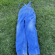 Dickies Bib Overalls 40x36 Missing Snap Worn Denim Carpenter Parts/repair