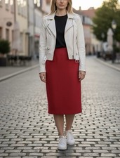 Vintage Sag Harbor Womens Red 100 Pure Wool Pencil Skirt Women s Size 14 Lined