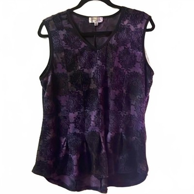 $15 Eve and Maddie TOP Purple velvet sleeveless blouse 25   shoulder to hem