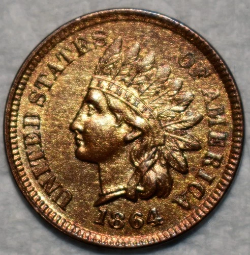 Uncirculated 1864-L Indian Head Cent, Razor-Sharp, Semi-Key Date.+++++