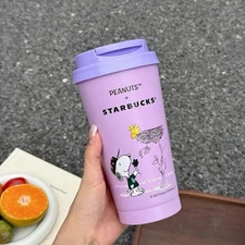 New 2025 Starbucks X Snoopy Limited Purple 16oz Stainless Steel Desk Cup 473ml