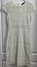 Women's Lace Dress Size SMALL White Embroidered Short Sleeve Cocktail