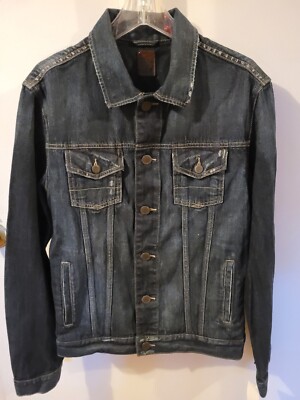 NWT DKNY Jeans Denim Jacket DarkBlue 100%Cotton ButtonFront 5Pocket Trucker  M$99