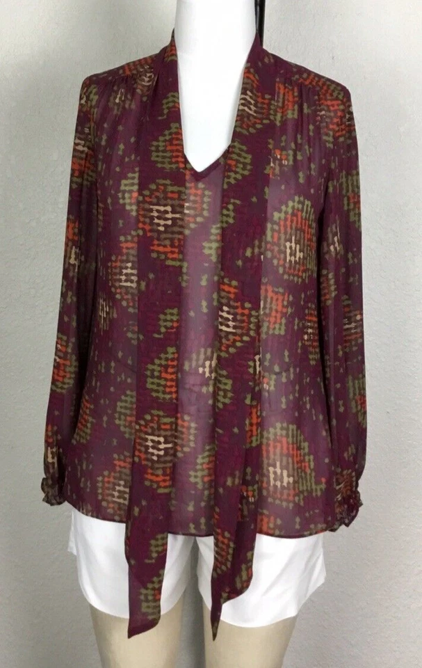 Blusa mujer Nine West talla M estampado geométrico multicolor manga larga vintage Foto 4 de 4