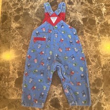 RARE Vintage OSHKOSH B'GOSH Mice & Cheese Colorful Cordory Overalls USA Made 24M