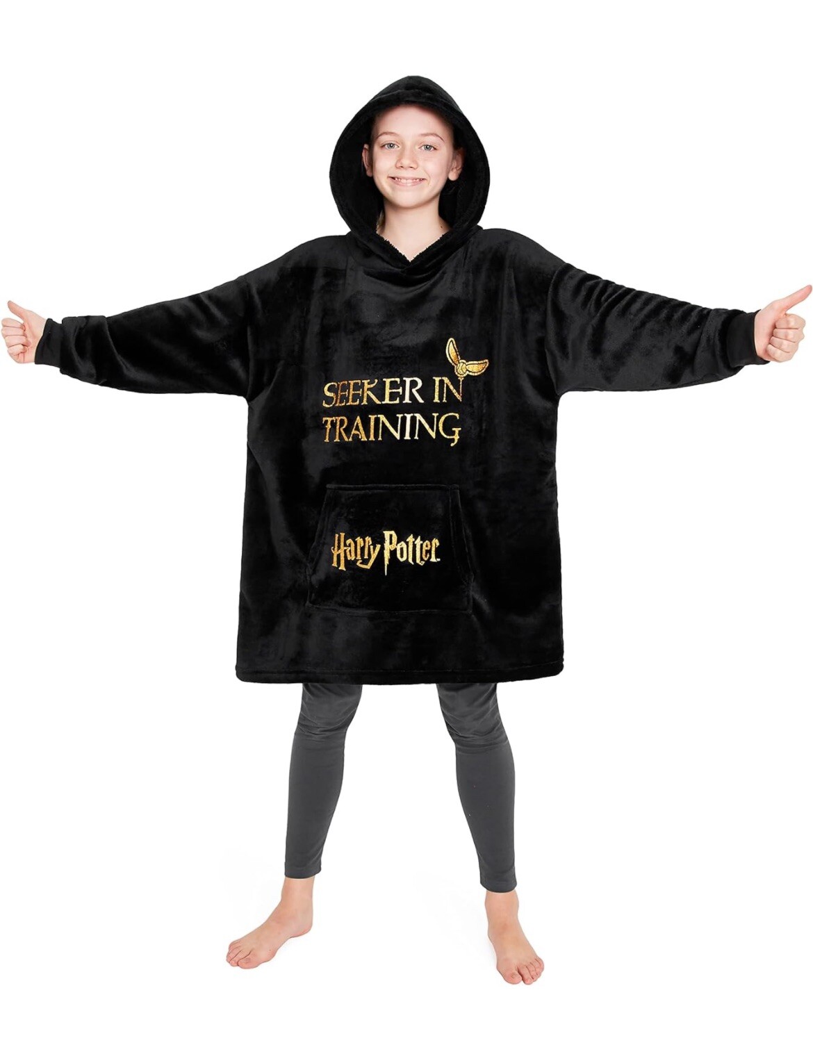 Harry Potter Unisex Black Oversized Hoodie Blanket - Image 4