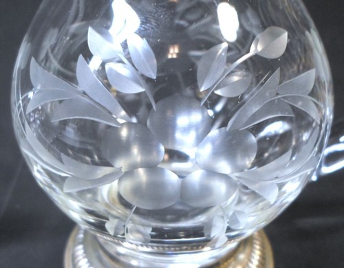 Vintage GLASS CREAMER & SUGAR BOWL w/ STERLING SILVER BASES Floral Etched Ptrn - Picture 5 of 9