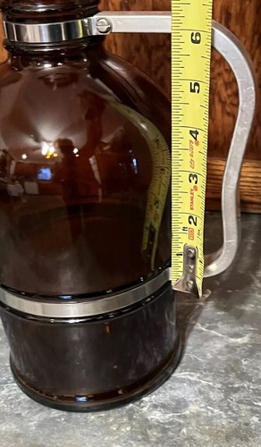 MUSTER GESCHUTZT 2 LITER Brown Glass Beer Growler Bottles With Aluminum Handle - Picture 12 of 12