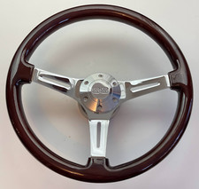 15 Inch Chrome Steering Wheel Dark Wood 3-spoke Ss Horn Button Adapter