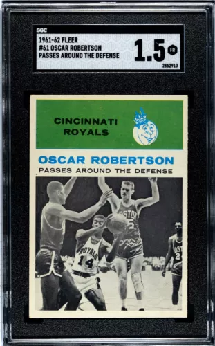 1961-62 Fleer #61 Oscar Robertson(RC) Passes Around the Defense SGC Grade 1.5 FR