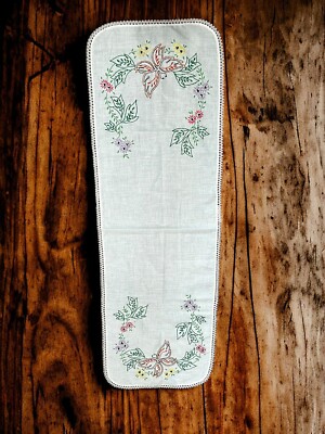 green emerald velvet dress Vintage Embroidered Dresser Scarf Set  Hilde's Farmhouse
