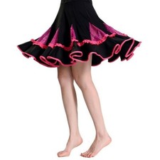 Womens Sequin Stretch Latin Tango Ballroom Skirt Samba Salsa Dance Flounce
