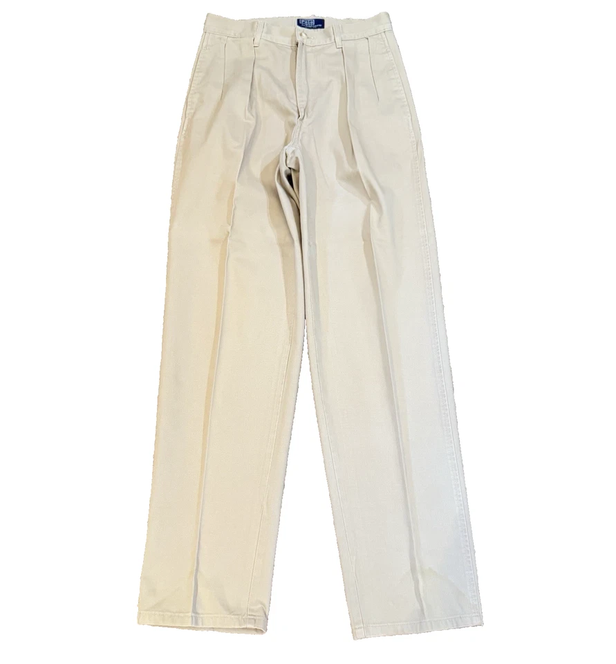 VTG Polo Ralph Lauren Pants Womans Chino Khaki 90'S Early Model Cotton 28X32 USA - Image 2 of 4