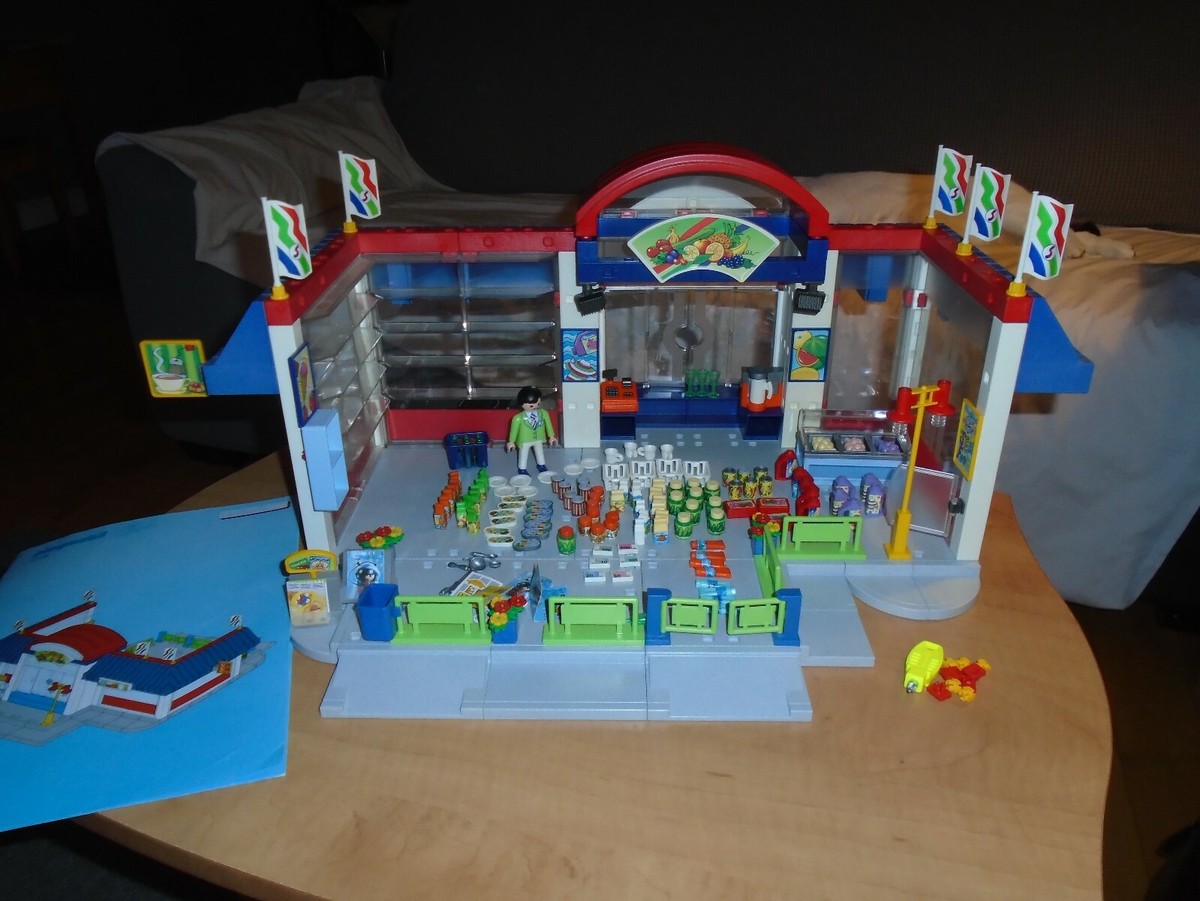 play mobil 3201 スーパー　レジ Playmobil(プレイモービル) スーパーマーケット レジ係と買物客