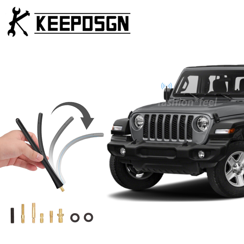 For Jeep Gladiator Short Car Antenna Whip Roof Hood M5 M6 M8 Adapter AM/FM Radio