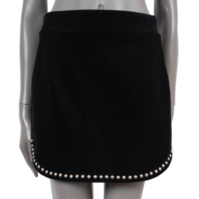 シャネル 69897 auth SAINT LAURENT black 2018 STUDDED CORDUROY MINI Skirt 42
