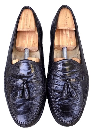 Zelli vera pelle di struzzo Nero Nappa Moc mocassino scarpe Italia Uomo Sz  13 M | eBay