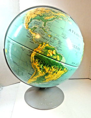 Vtg NYSTROM 39-47 Sculptural Relief Globe World Map Large 40cm/16'' Full Color A+