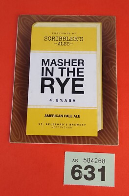 Bierpumpe Clip Abzeichen Scribbler's Ales Masher im Roggen Nottingham