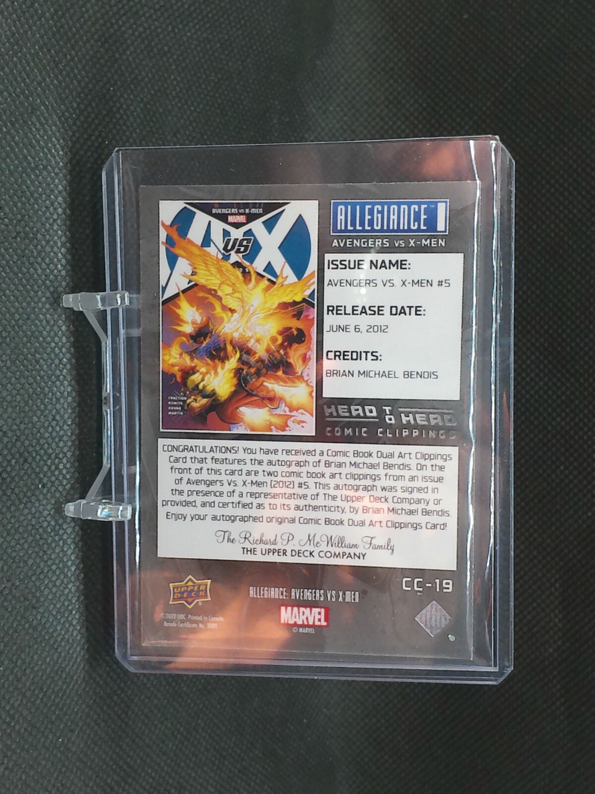 Marvel Allegiance Avengers Vs. X-Men Comic Clippings Auto Brian Michael Bendis - Picture 2 of 2