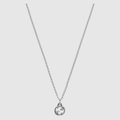 GUCCI Men's Necklace Interlocking G Pendant Adjustable Textured