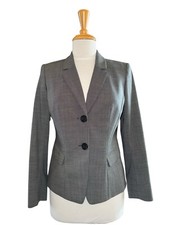 LAFAYETTE 148 Stretch Wool Blazer Lightweight Jacket 2-Button Gray size Petite 6