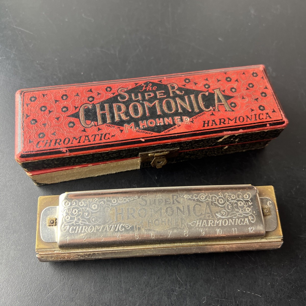 Vintage Super Chromonica Hohner Chromatic Harmonica in Case