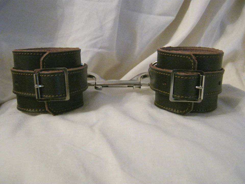 ANITA'S FLOWERS Fetish Bondage Chocolate Truffle Real Leather Handcuffs Wrist Restraints Cuffs