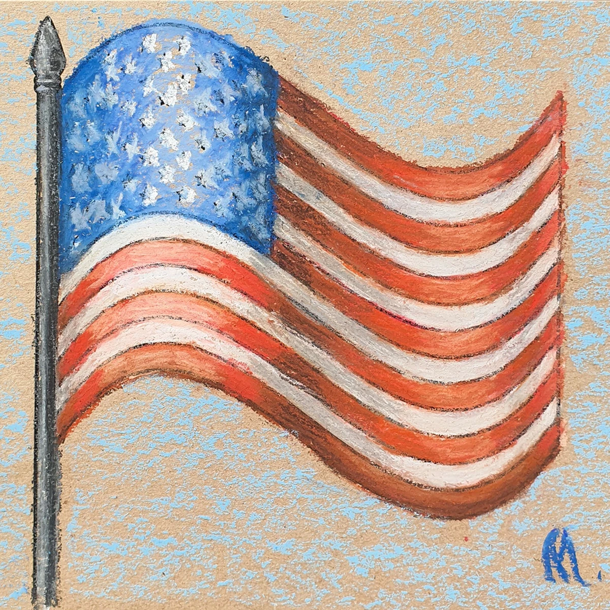 Flag USA Painting American Flag Original Wall Art Patriotic Independence  Day | eBay