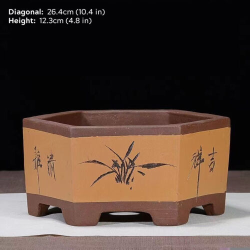 Maceta Bonsai China Clásica 10" Grande Octágono Hexagonal Púrpura Arena Marrón Maceta - Imagen 7 de 20
