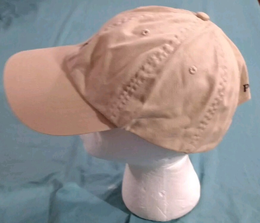 Cappello vintage POLO Ralph Lauren marrone blu pony pelle strapback berretto taglia unica