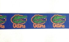 Gators Blue Orange Grosgrain ribbon BTY 5/8" 7/8" alligators