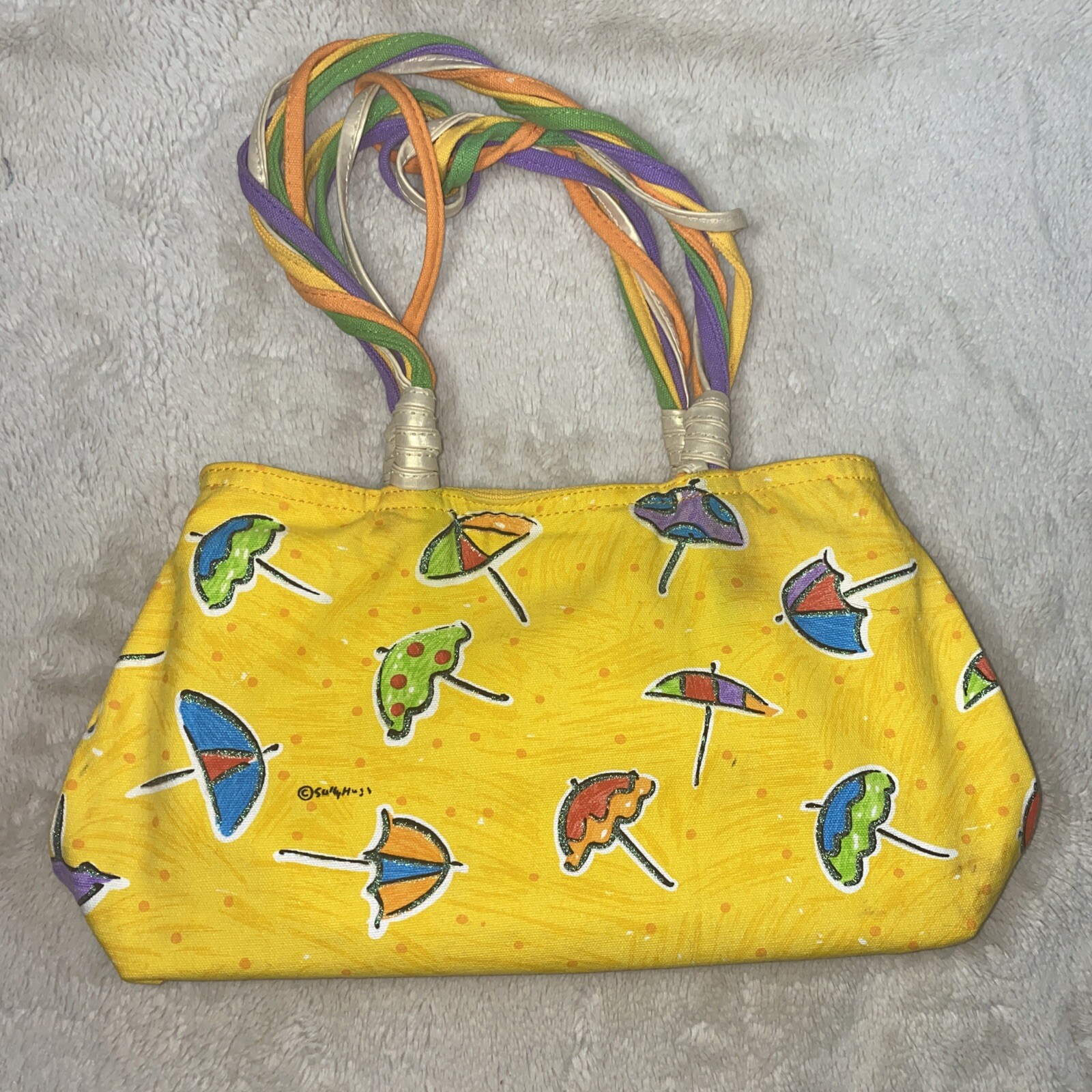 Sally Huss Bag Bright Yellow Beach Umbrellas Purse Ha… Gem