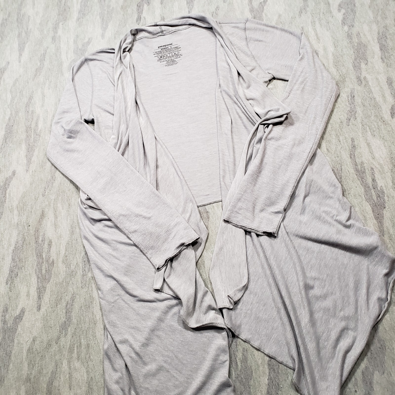 Patagonia Top Womens Small Gray Glorya Long Sleeve Open Front Tobango