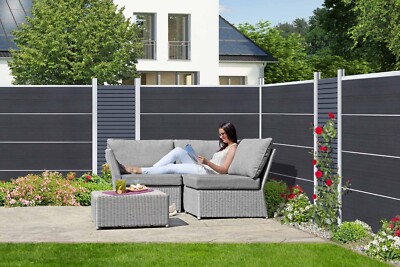 WPC Steckzaun Sichtschutzzaun Gartenzaun Stecksystem Windschutzzaun coextrudiert