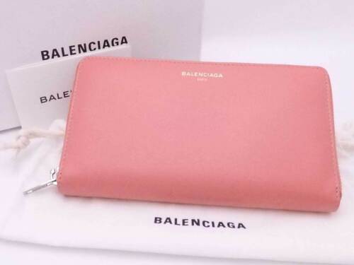 Auth BALENCIAGA Logo Zip Around Long Wallet Salmon Pink Leather - e53368f - Picture 1 of 12