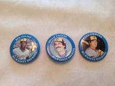 3 1984 Milwaukee Brewers Pins: Ted Simmons, Rollie Fingers, Ben Oglivie