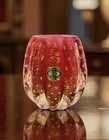 VTG Murano BALBOA Red Gold Bullicante Faceted Glass w/LABEL Venetian Art Glass