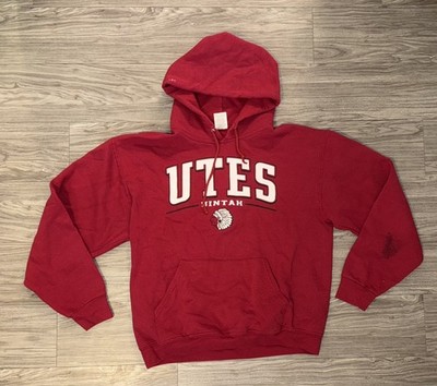 Utah Utes Hoodie Sweatshirt Mens Sz M Red NCAA Football Pullover Jerzees Fleece