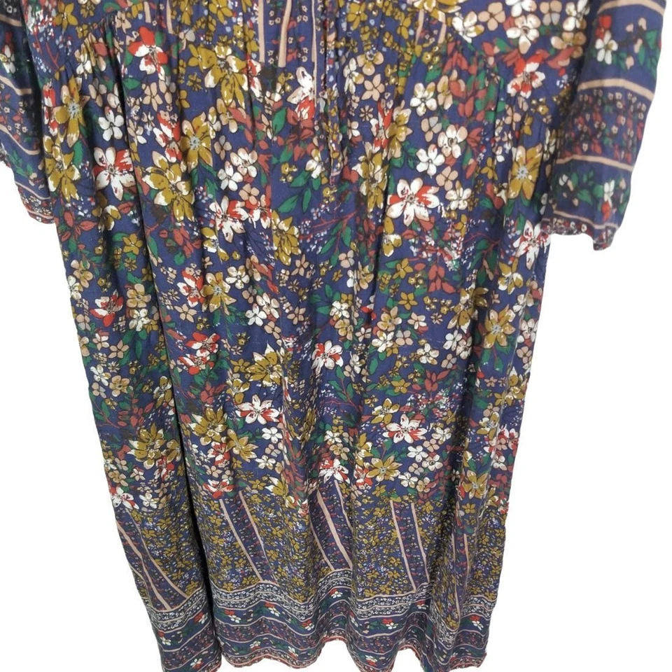Maxi Vestido JODIFL Mujer M Azul Estampado Floral Mangas 3/4 Cottagecore Boho Foto 4 de 4