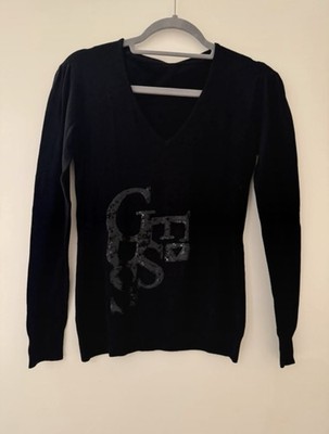 GUESS Pullover Gr. S Schwarz mit Pailetten Damen