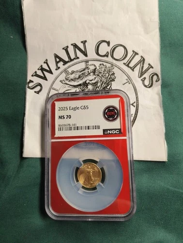 2025 Eagle G$5 MS 70 1/10oz Gold (EDC Label)